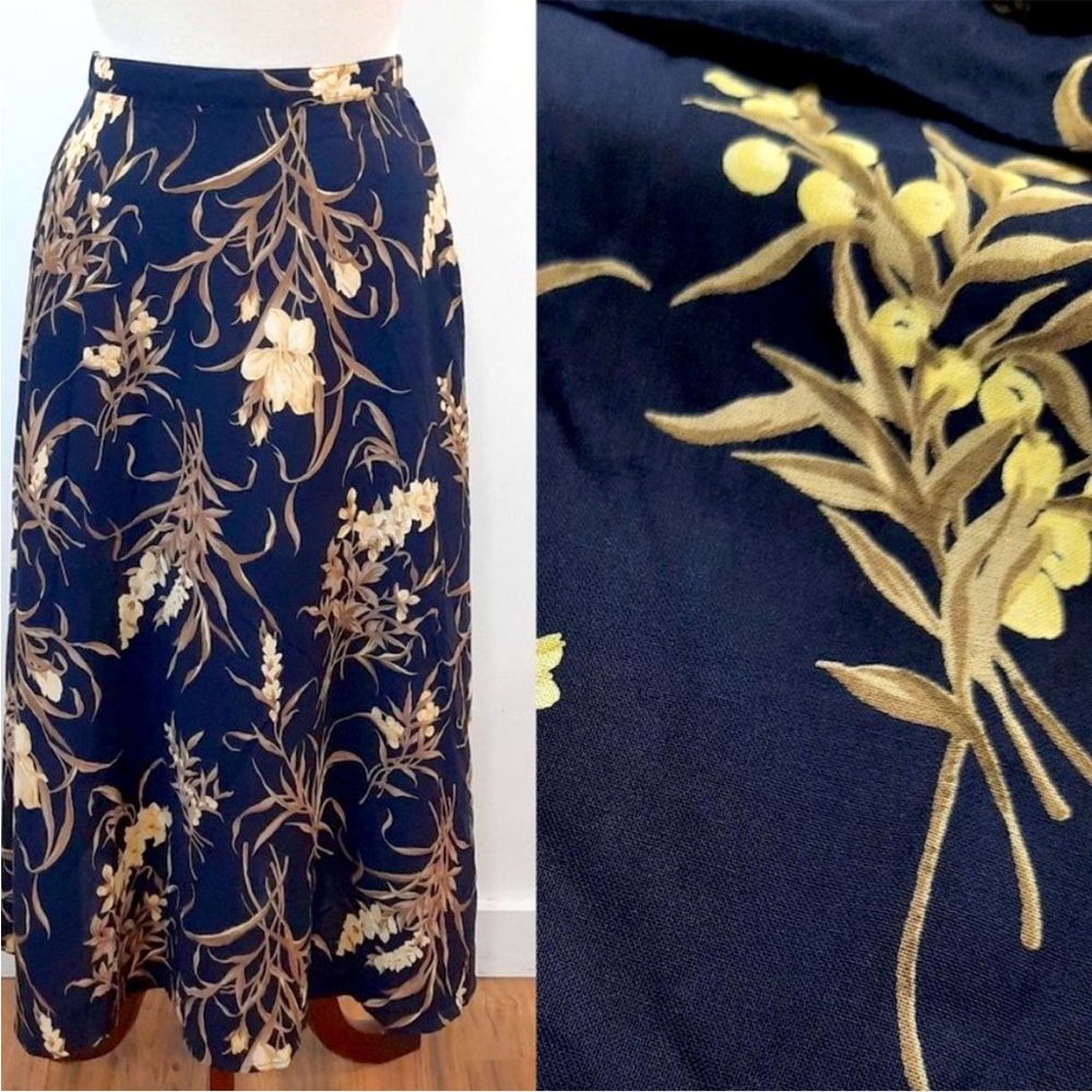 Vintage 90s Floral Midi Skirt
